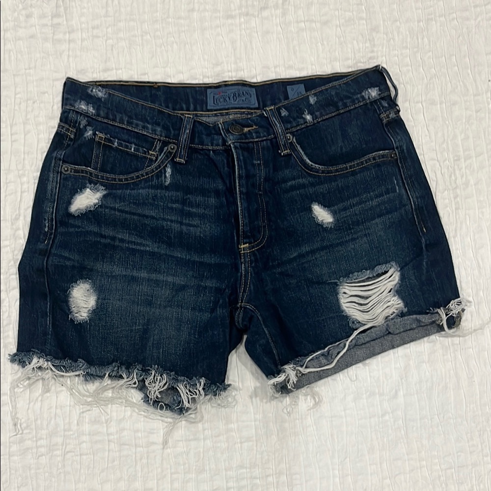 Lucky brand shorts jean shorts Ripped Denim Shorts 0/25 women button up